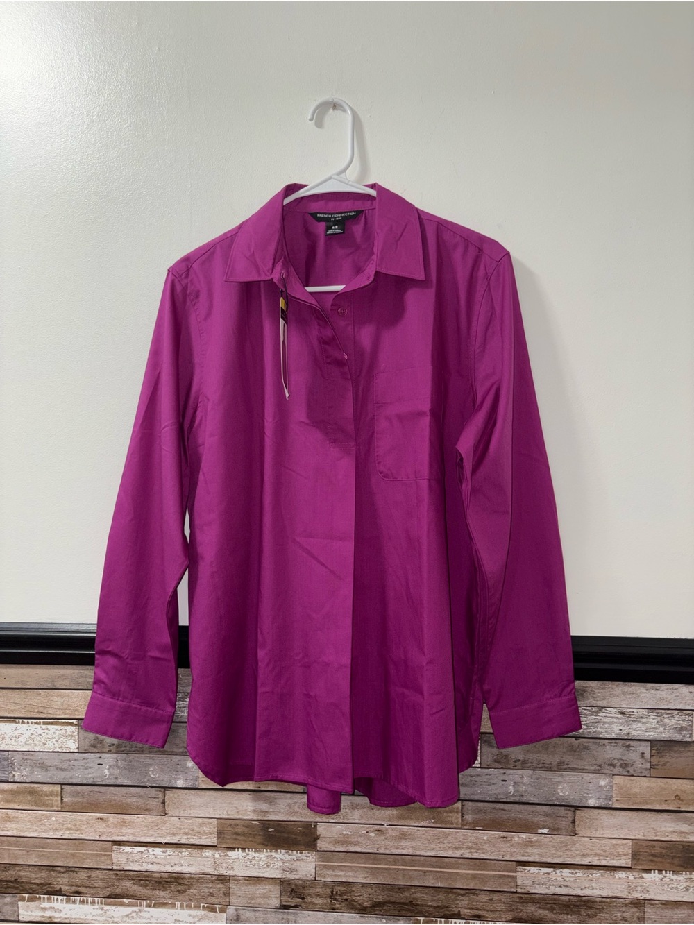 Women’s French Connection EST. 1972 Quarter Button Front Purple Blouse Small NWT